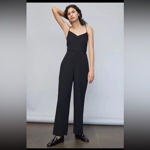 Maeve Anthropologie Magdalena Black Wide Leg Jumpsuit Spaghetti Strap Size 4